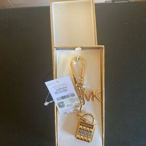 Michael Kors Gold-tone Padlock Keyring with MK Charm
